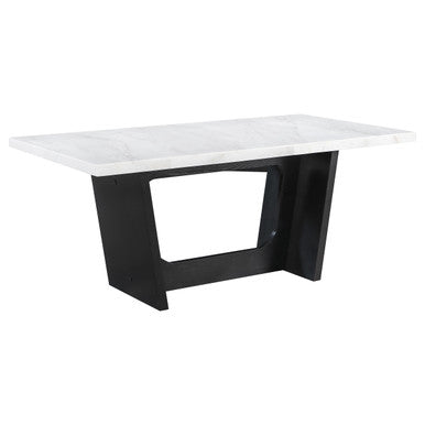 Sherry Trestle Base Marble Top Dining Table Espresso and White