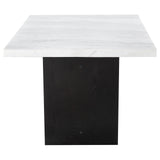 Sherry Trestle Base Marble Top Dining Table Espresso and White