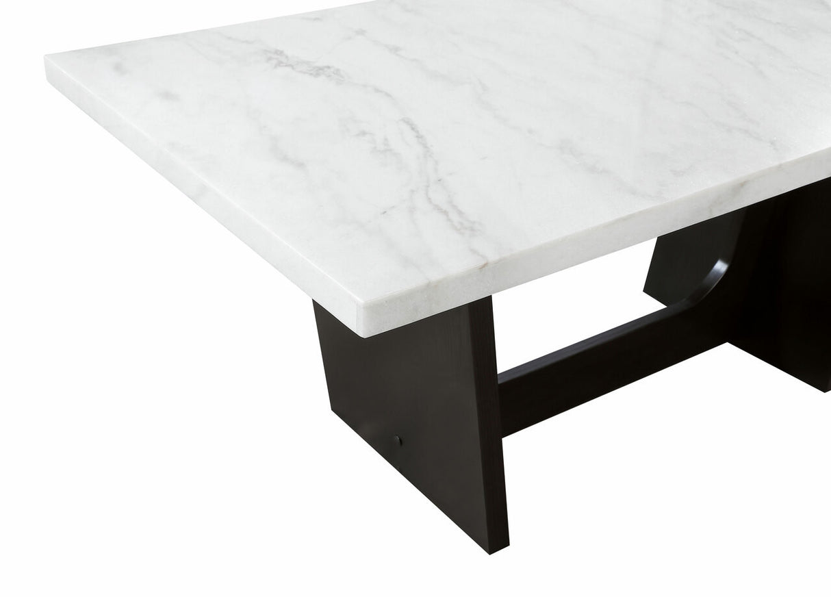 Sherry Trestle Base Marble Top Dining Table Espresso and White