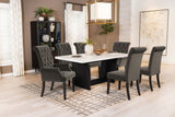 Sherry Trestle Base Marble Top Dining Table Espresso and White