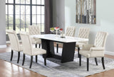 Sherry Trestle Base Marble Top Dining Table Espresso and White