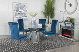 Quinn 5-piece Hexagon Pedestal Dining Room Set Mirror and Teal