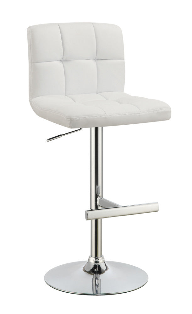 Lenny Adjustable Bar Stools Chrome and White (Set of 2)