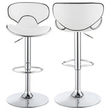 Edenton Upholstered Adjustable Height Bar Stools White and Chrome (Set of 2)