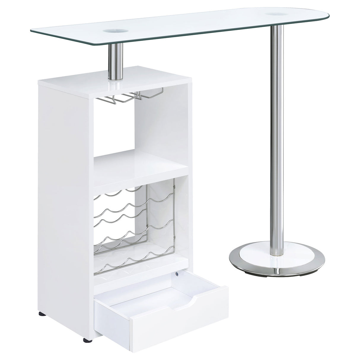 Koufax 1-drawer Bar Table Glossy White