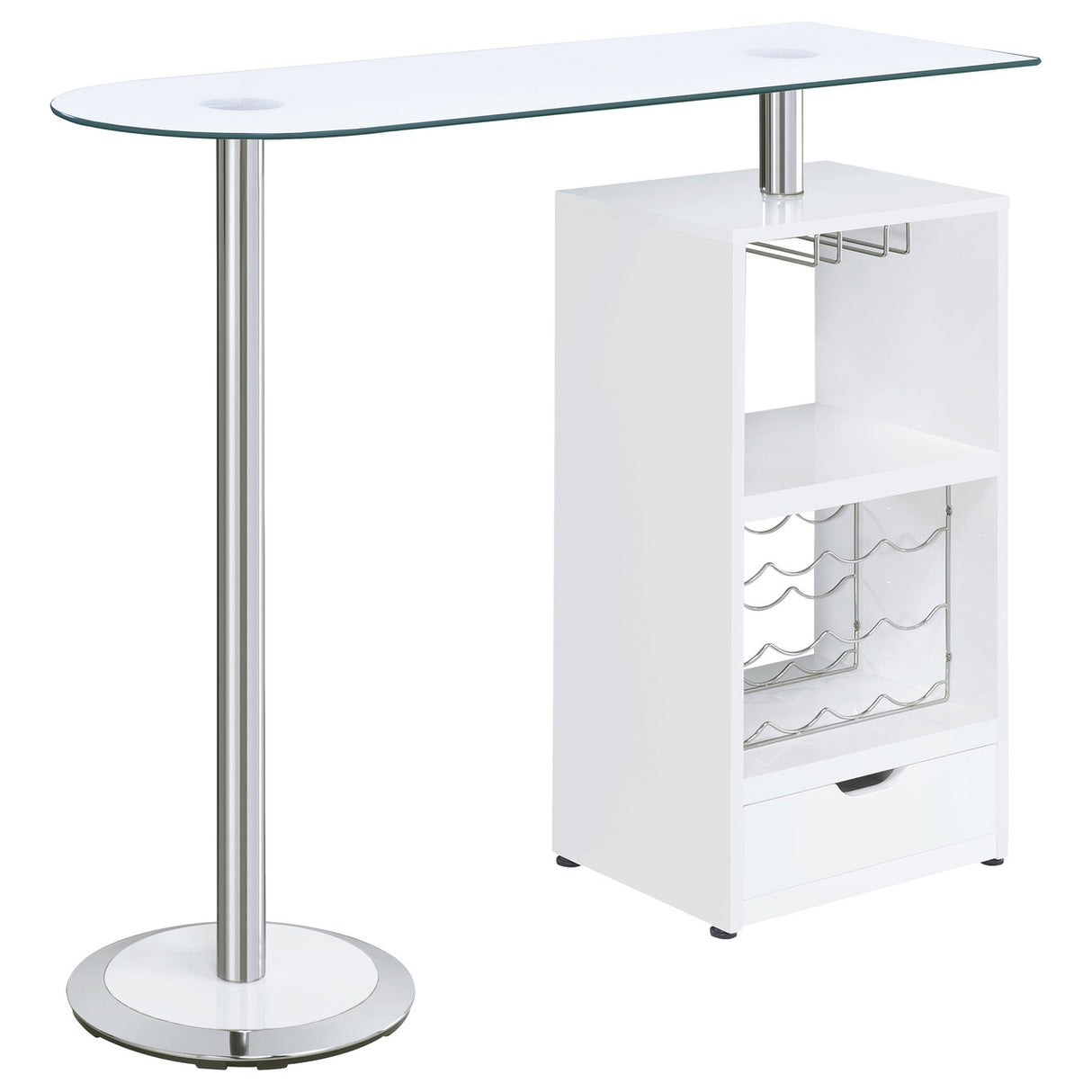 Koufax 1-drawer Bar Table Glossy White