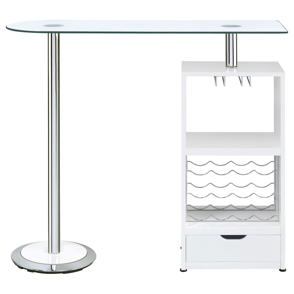 Koufax 1-drawer Bar Table Glossy White