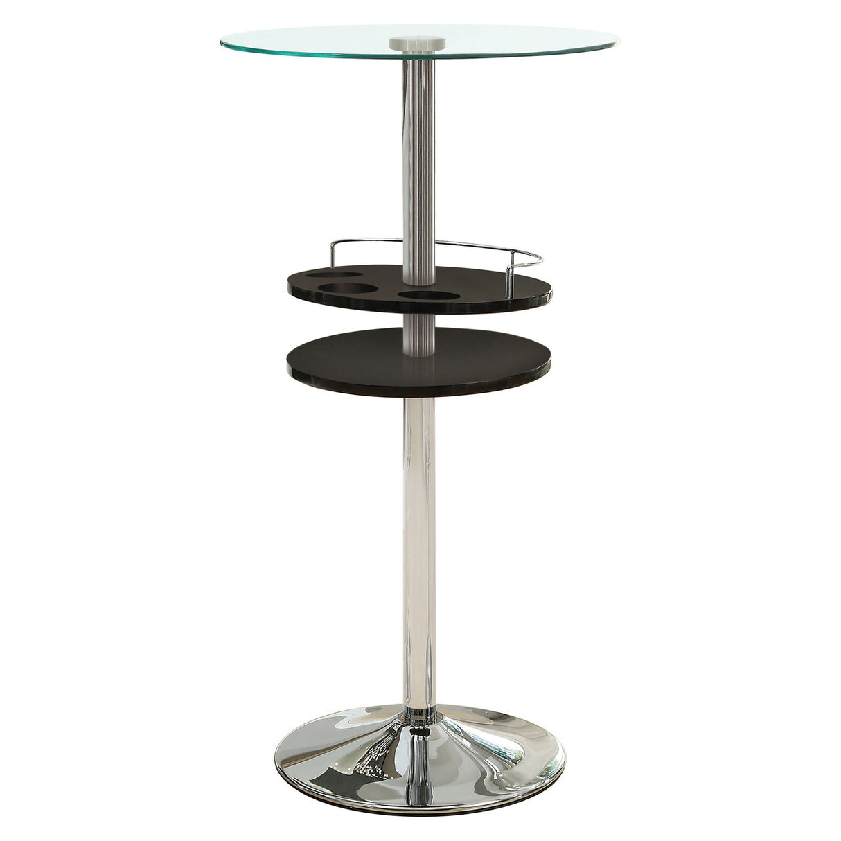 Gianella Glass Top Bar Table with Wine Storage Black and Chrome