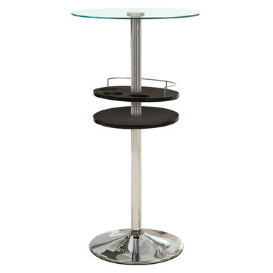 Gianella Glass Top Bar Table with Wine Storage Black and Chrome