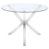 Vance Glass Top Dining Table with X-cross Base Chrome