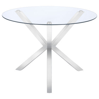 Vance Glass Top Dining Table with X-cross Base Chrome