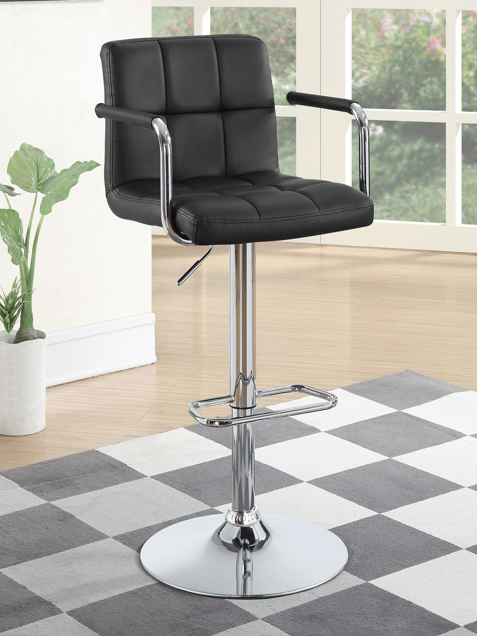 Palomar Adjustable Height Bar Stool Black and Chrome