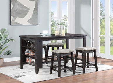 Elliston 5-piece Rectangular Counter Height Dining Set Dark Grey and Beige