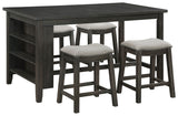 Elliston 5-piece Rectangular Counter Height Dining Set Dark Grey and Beige