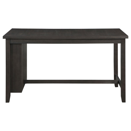 Elliston Rectangular Counter Height Dining Table with Storage Shelves Dark Grey