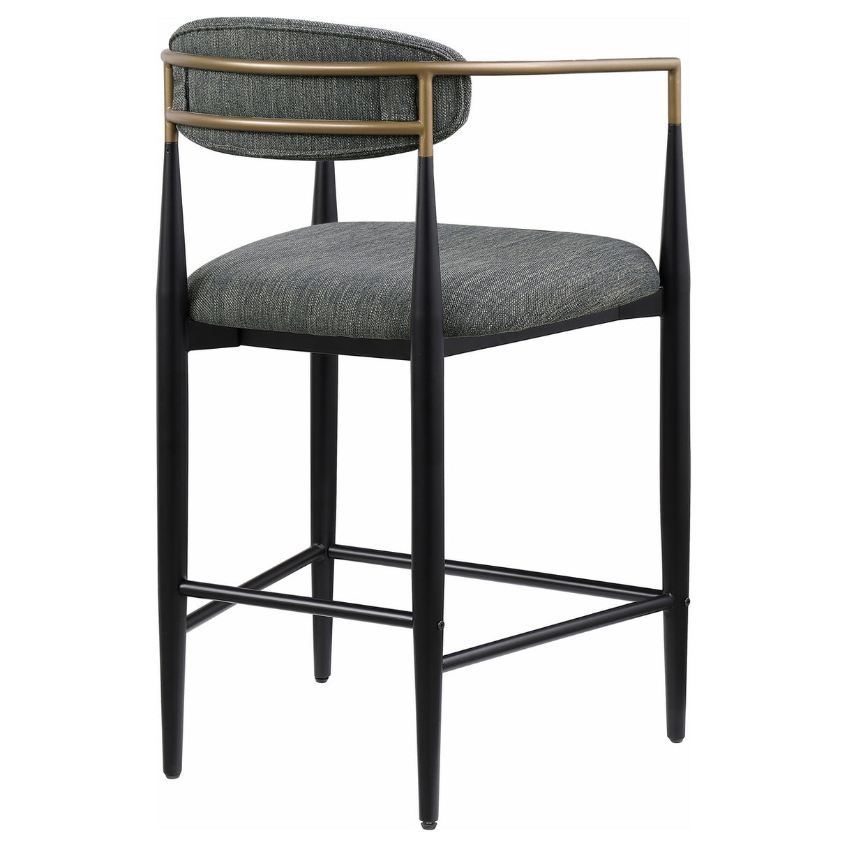 Tina Metal Counter Height Bar Stool with Upholstered Back and Seat Dark Grey (Set of 2)