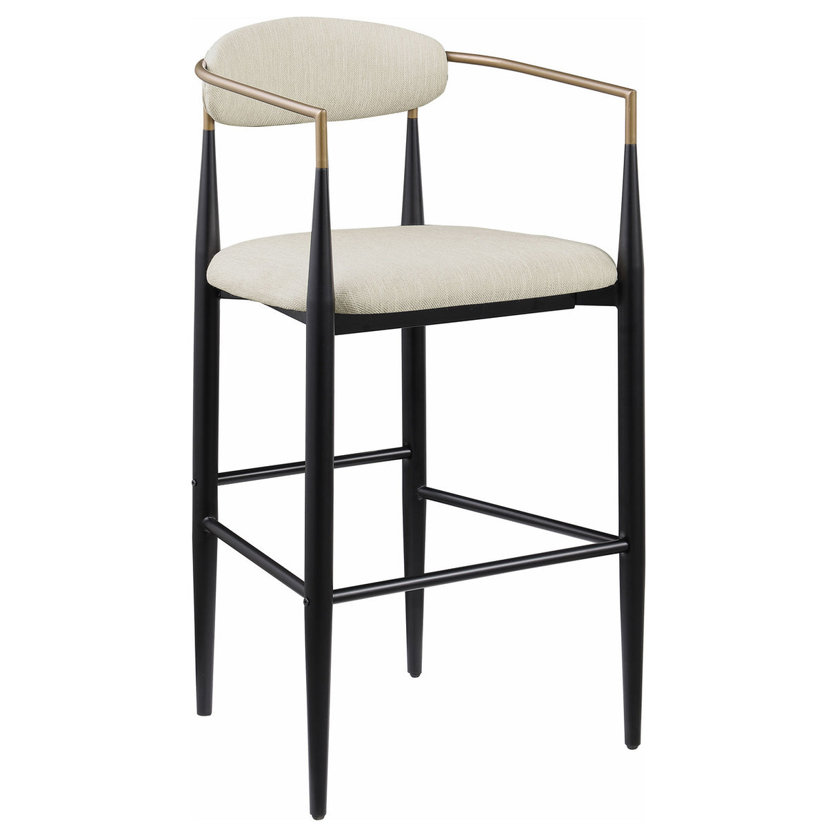 Tina Metal Pub Height Bar Stool with Upholstered Back and Seat Beige (Set of 2)