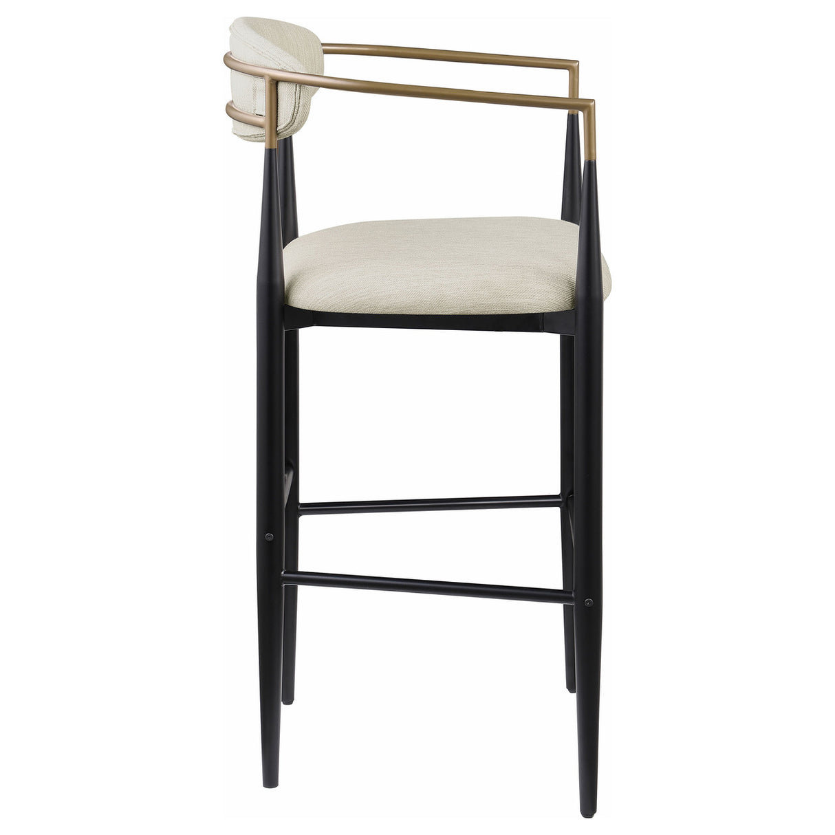 Tina Metal Pub Height Bar Stool with Upholstered Back and Seat Beige (Set of 2)