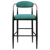 Tina Metal Pub Height Bar Stool with Upholstered Back and Seat Green (Set of 2)