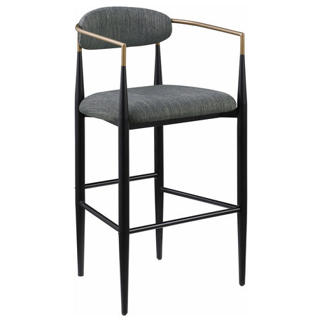 Tina Metal Pub Height Bar Stool with Upholstered Back and Seat Dark Grey (Set of 2)