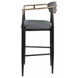 Tina Metal Pub Height Bar Stool with Upholstered Back and Seat Dark Grey (Set of 2)