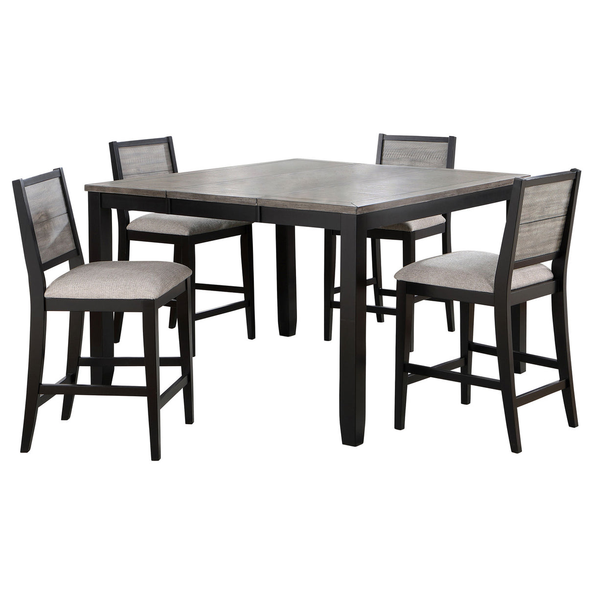 Elodie 5-piece Counter Height Dining Table Set with Extension Leaf Grey and Black