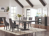 Phelps Rectangular Trestle Dining Set Antique Noir and Grey