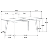 Crestmont Rectangular Dining Table with Faux Marble Top and 16" Self-Storing Extension Leaf Grey