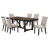 Malia 7-piece Rectangular Dining Table Set with Refractory Extension Leaf Beige and Black