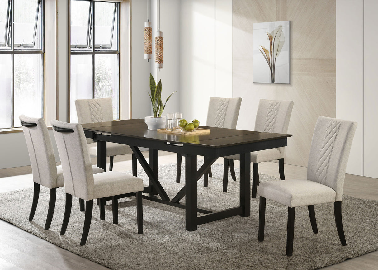 Malia Rectangular Dining Table with Refractory Extension Leaf Black