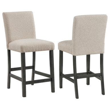 Alba Boucle Upholstered Counter Height Dining Chair Beige and Charcoal Grey (Set of 2)