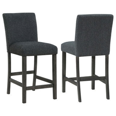 Alba Boucle Upholstered Counter Height Dining Chair Black and Charcoal Grey (Set of 2)