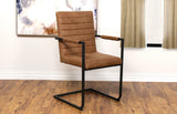 Nate Upholstered Dining Arm Chair Antique Brown and Black (Set of 2)