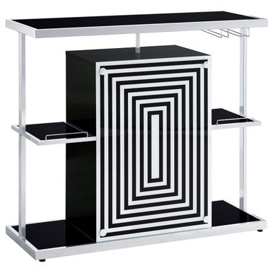 Zinnia 2-tier Bar Unit Glossy Black and White