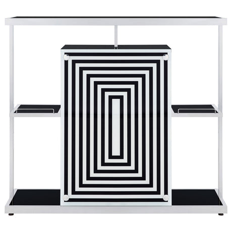 Zinnia 2-tier Bar Unit Glossy Black and White