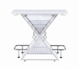 Atoka X-shaped Bar Unit with Wine Bottle Storage Glossy White