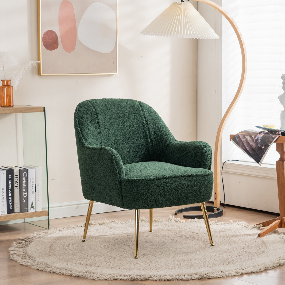 Modern Soft Green Teddy Accent Chair