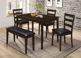 Guillen 5-piece Dining Set with Bench Cappuccino and Dark Brown