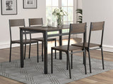 Lana 5-piece Rectangular Dining Table Set Dark Brown and Matte Black