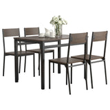 Lana 5-piece Rectangular Dining Table Set Dark Brown and Matte Black