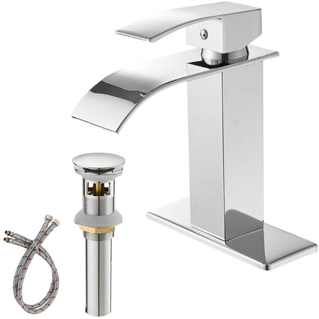 Waterfall Single-Handle Low-Arc Bathroom Faucet