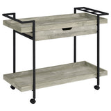 Ventura 2-tier Bar Cart with Storage Drawer Grey Driftwood