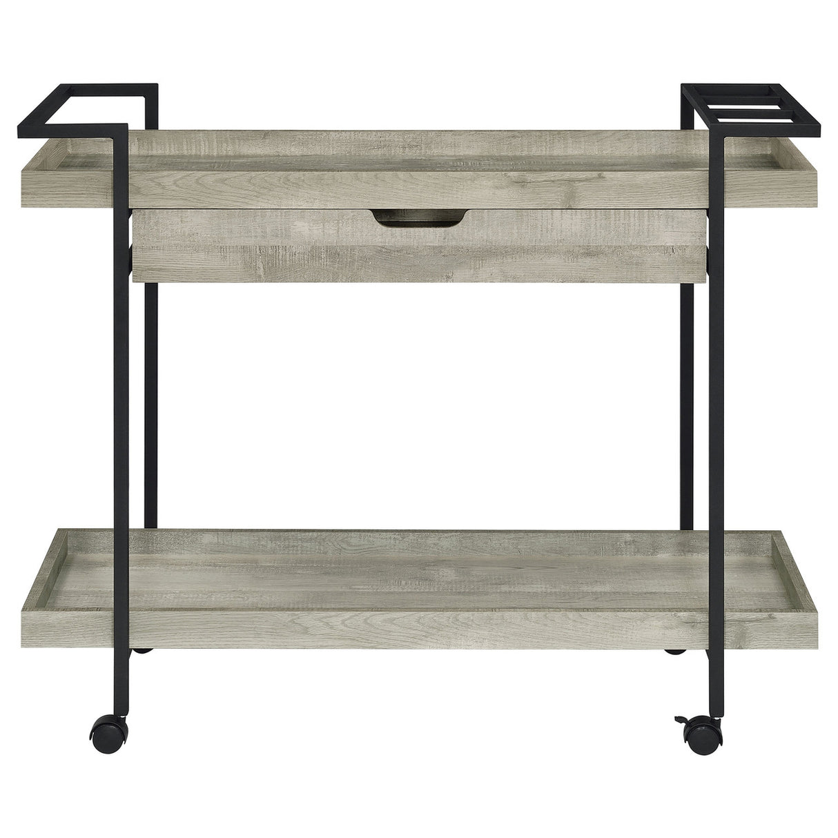 Ventura 2-tier Bar Cart with Storage Drawer Grey Driftwood