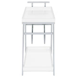 Kinney 2-tier Bar Cart with Storage Drawer White High Gloss and Chrome