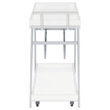 Kinney 2-tier Bar Cart with Storage Drawer White High Gloss and Chrome