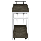 Kinney 2-tier Bar Cart with Storage Drawer Rustic Grey and Chrome