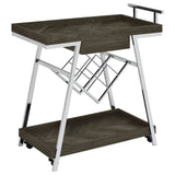 Kinney 2-tier Bar Cart with Storage Drawer Rustic Grey and Chrome