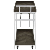 Kinney 2-tier Bar Cart with Storage Drawer Rustic Grey and Chrome