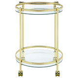 Chrissy 2-tier Round Glass Bar Cart Brass