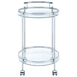 Chrissy 2-tier Round Glass Bar Cart Chrome